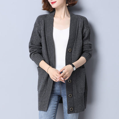 【2024 New】cardigan pulover de culoare uni