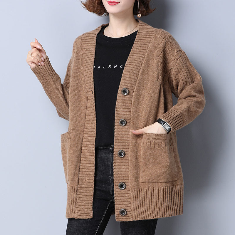 【2024 New】cardigan pulover de culoare uni